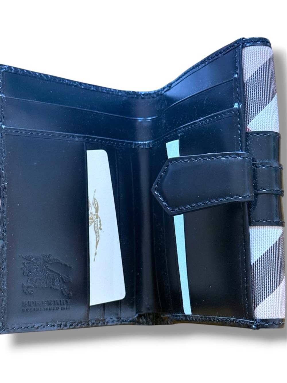 Burberry Black Patent Trim Check Continental Wallet - Brand New With Tags - Picture 5 of 6